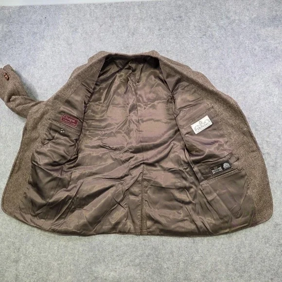 Vintage Chaps Ralph Lauren Blazer Mens 40? Brown Herringbone Wool Tweed Coat USA